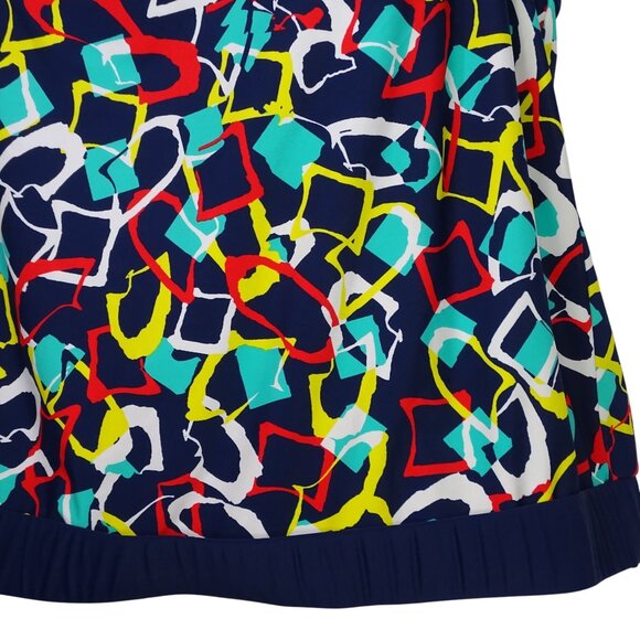 Catalina Swim Tankini Top Women Plus Size 2X 18W 20W Blue Multicolor Geometric - Picture 2 of 10